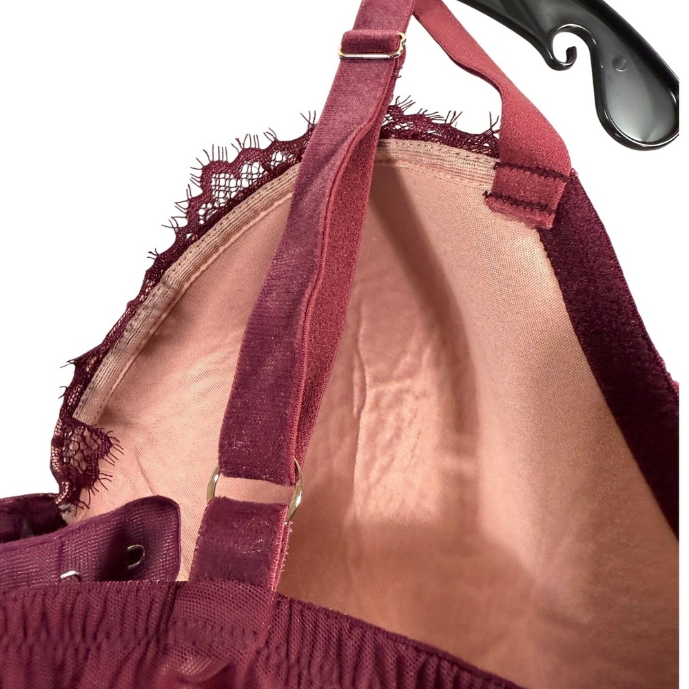 Victoria's Secret Dream Angels Lined Demi Bra Burgundy Lace 34DDD Coquette - Picture 10 of 16